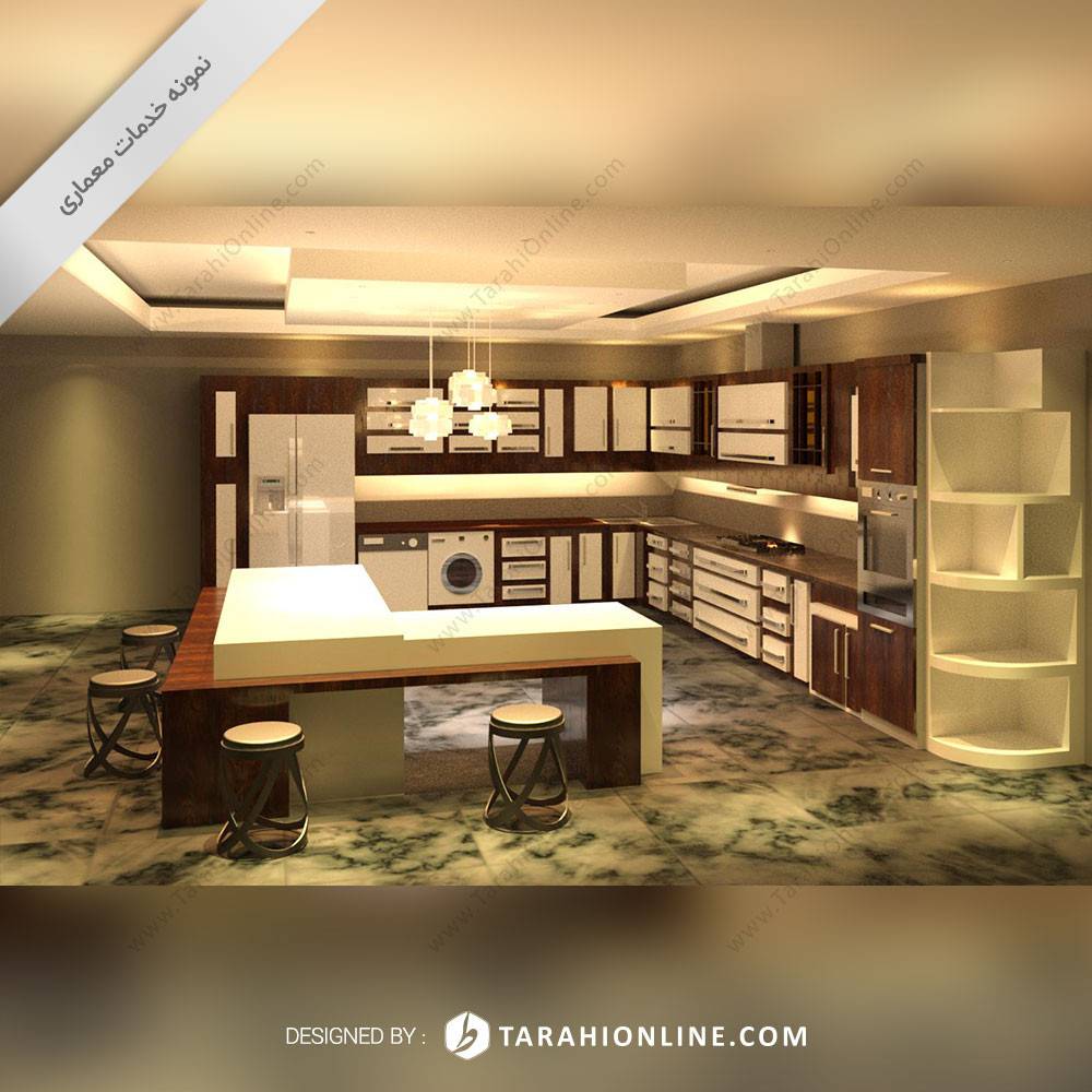 طراحی معماری فضای مسکونی و دکوراسیون آشپزخانه